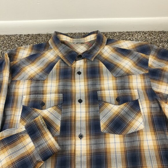 Patagonia Good Shirt Western Ripstop Cotton Shadow Plaid L/S Button Blue Mens XL - Picture 1 of 9